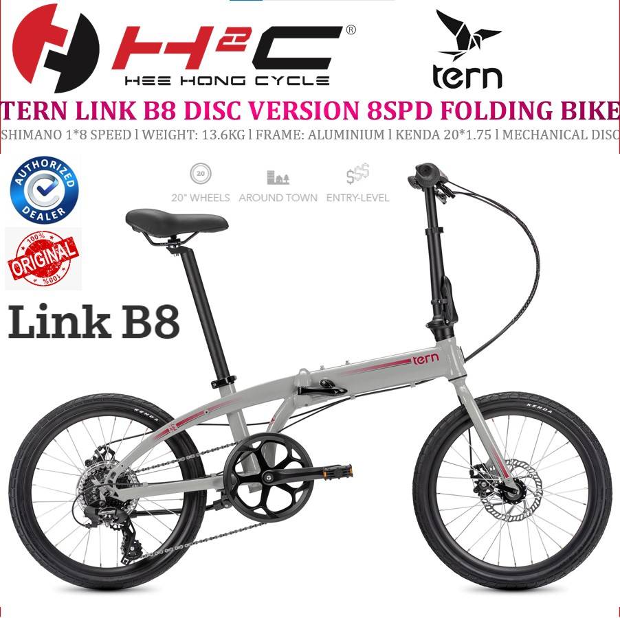 TERN LINK B8 DISC BRAKE FOLDING BIKE SHIMANO 8SPD